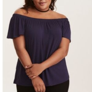 Torrid Navy Blue off shoulder top Sz 1